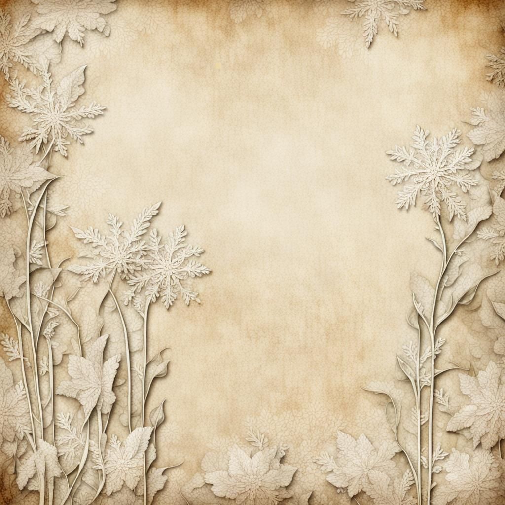 Frozen Flowers in Aged Lace Paper