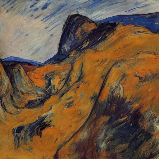 Vampire Napoleon in Desert Canyon: Post-Impressionist Art