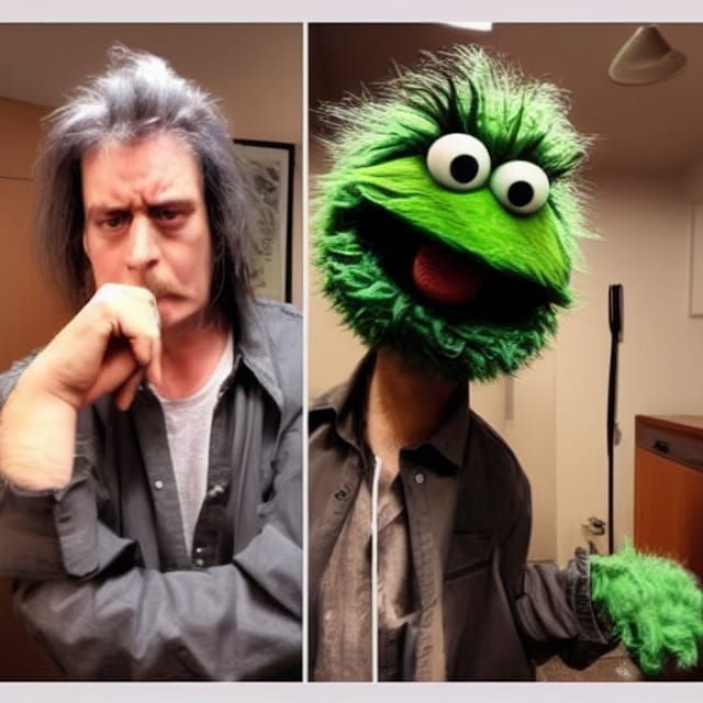 Oscar the Grouch's Depressive Episode with Long Hair