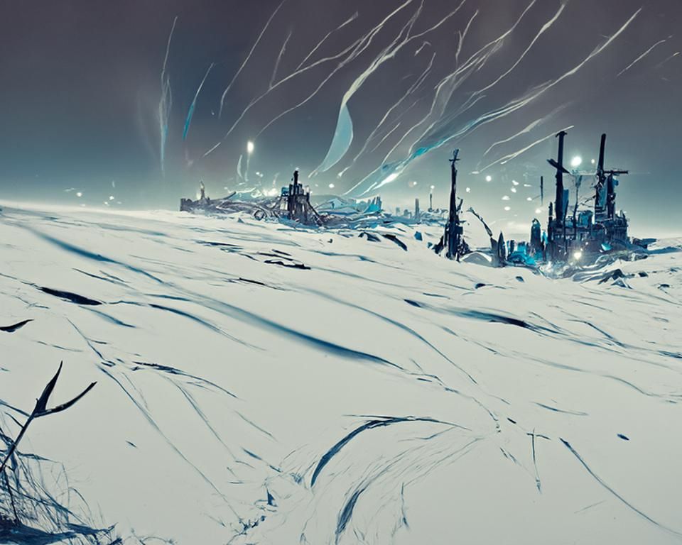 Frozen Tundra Digital Artwork in Frostpunk Style