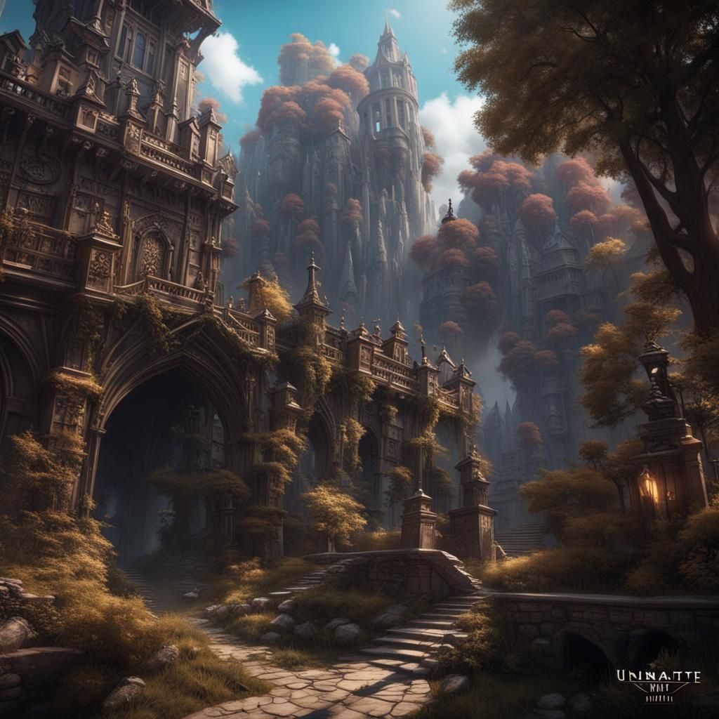 Fantastical Detailed Matte Painting in Deep Color