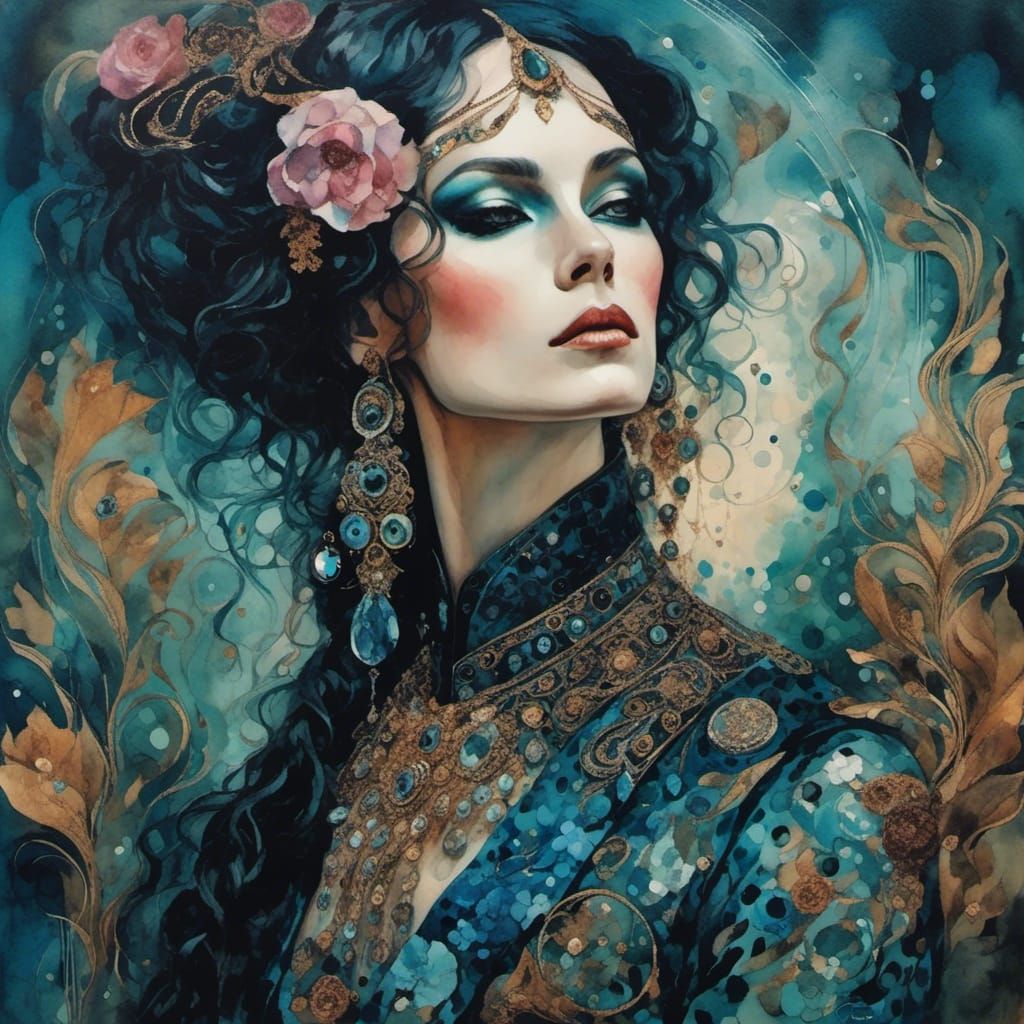 Dreamlike Watercolor Painting with Psychedelic Elements