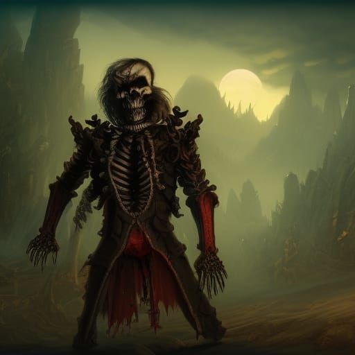 Vampire Skeleton Cowboy in Detailed Matte Painting