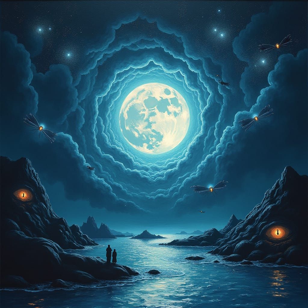 Surreal Dreamscape: Abstract Shapes Radiating Energy