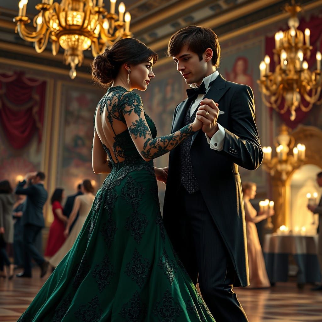 Elegant Ballroom Dance in Victorian Splendor