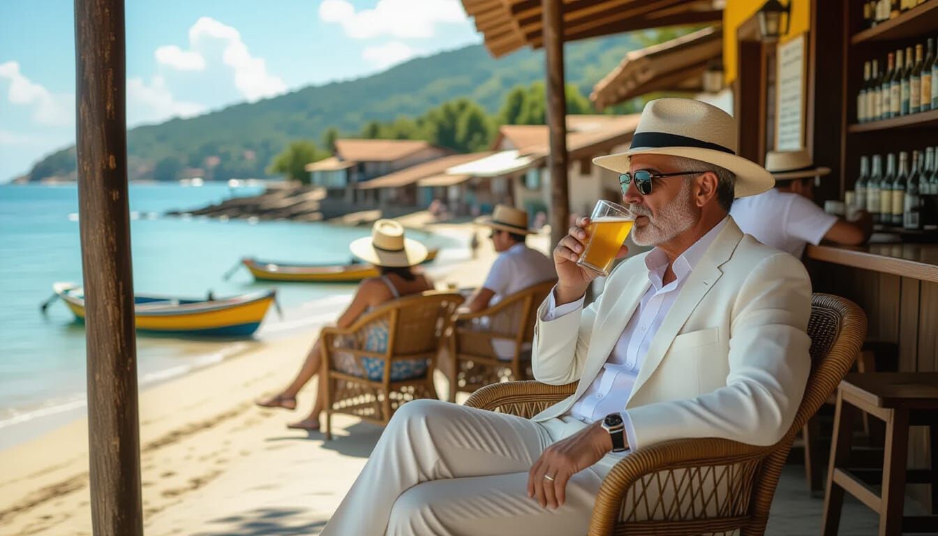 Colombian Man Relaxing By The Sea