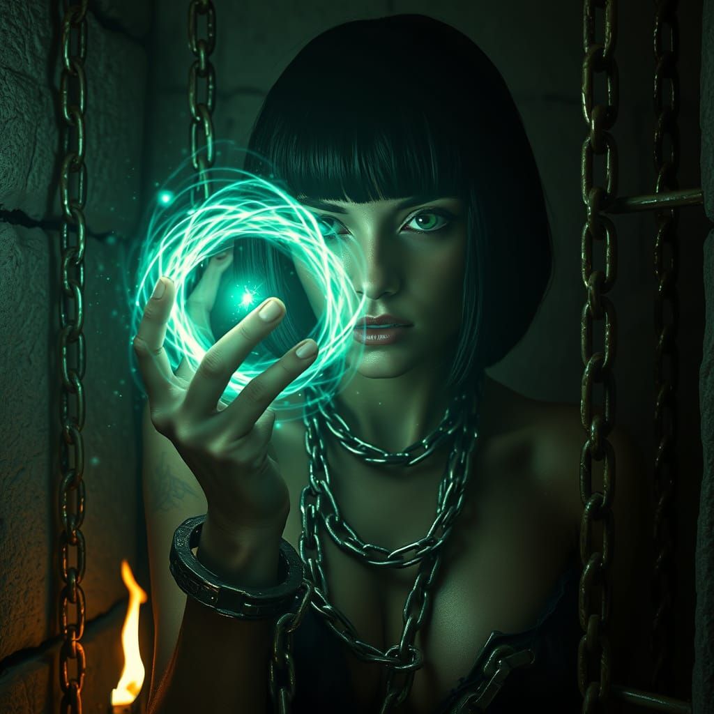 Egyptian Priestess Captive in Ancient Dungeon