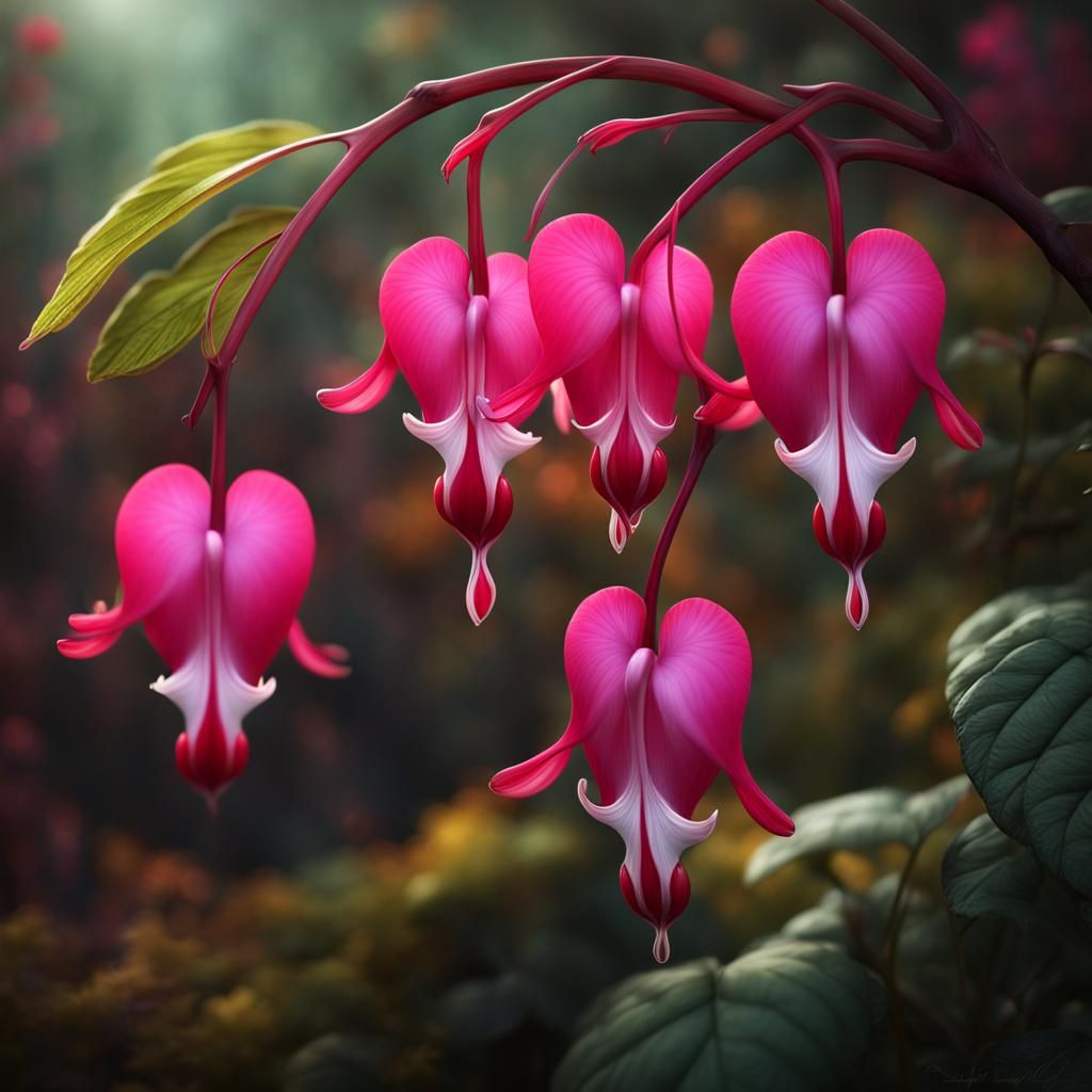 Dreamy Bleeding Heart Flower in Photo Realistic Style
