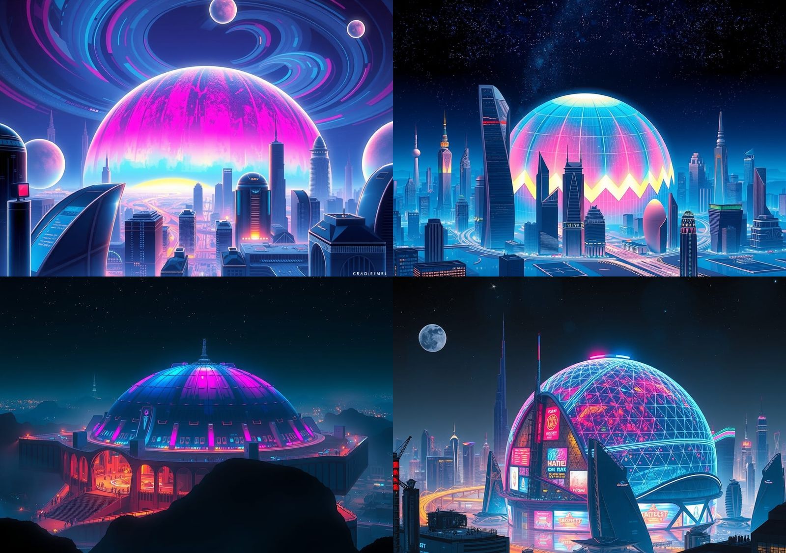 Futuristic Iridescent Dome Cityscape