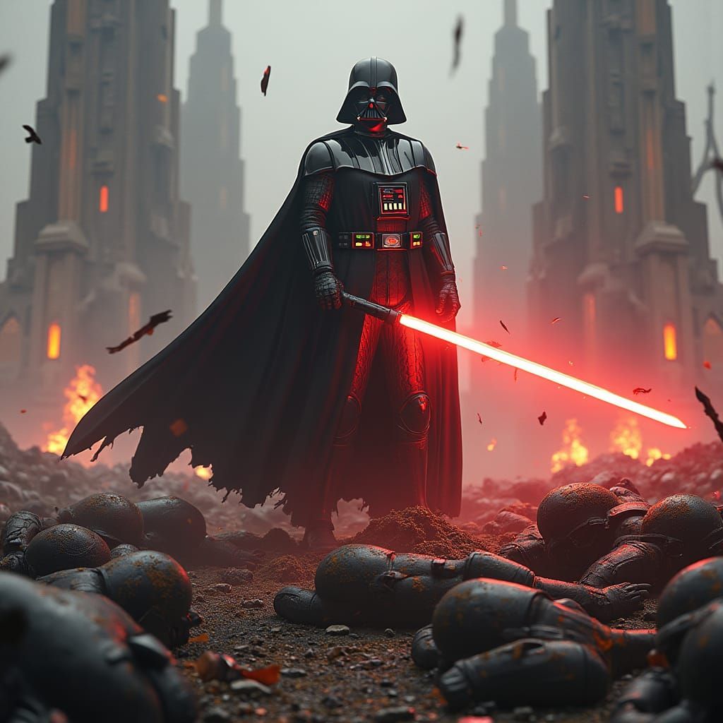 Darth Vader Unleashes Force on Dystopian Battlefield