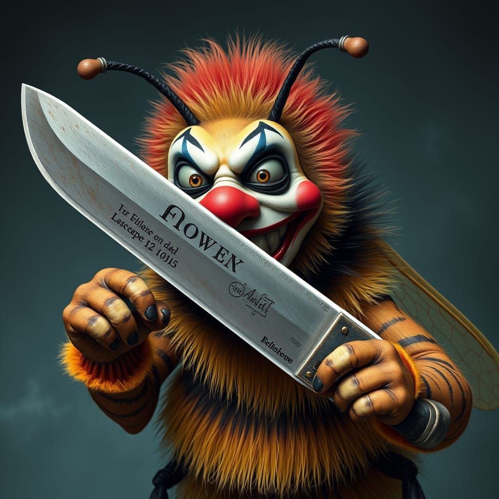 Bee in Clown Makeup Wields Knife