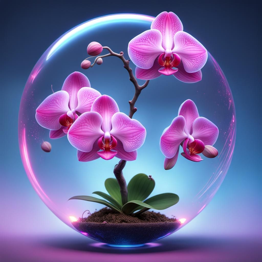 Holographic Pink Phalaenopsis Branch Blueprint