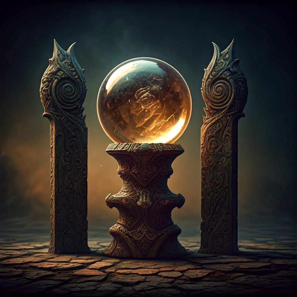 Ancient Mystic Orb in Chiaroscuro Style