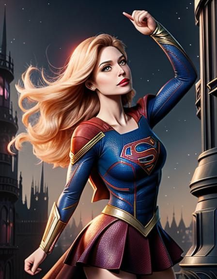Supergirl in Futuristic Victorian Magical Style