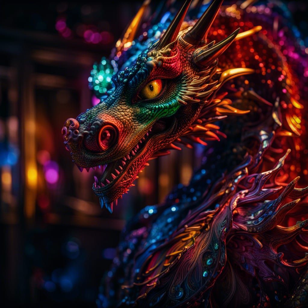 Laser Art Dragon in Haute Couture Style
