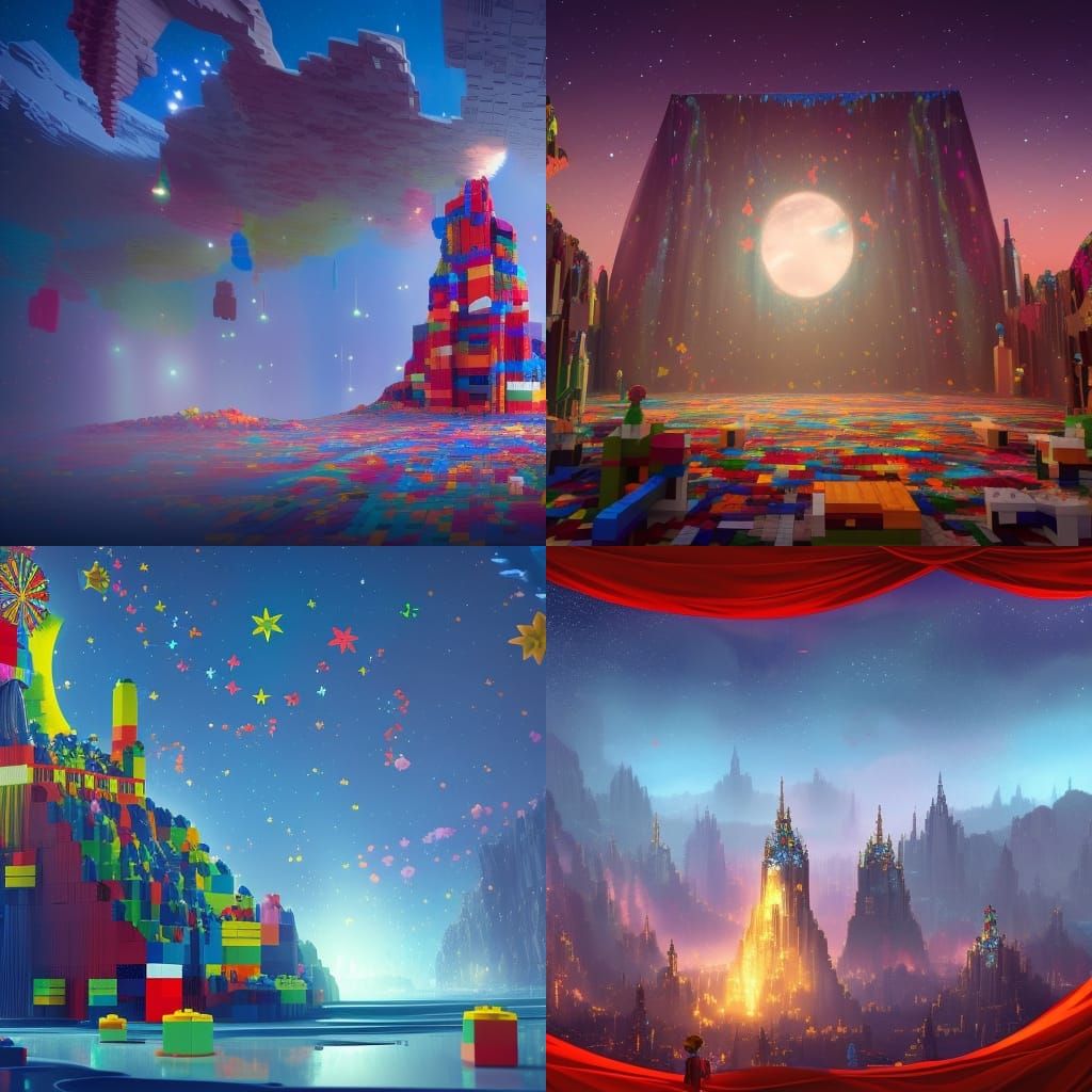 Lego Bricks with Curtains and Stars