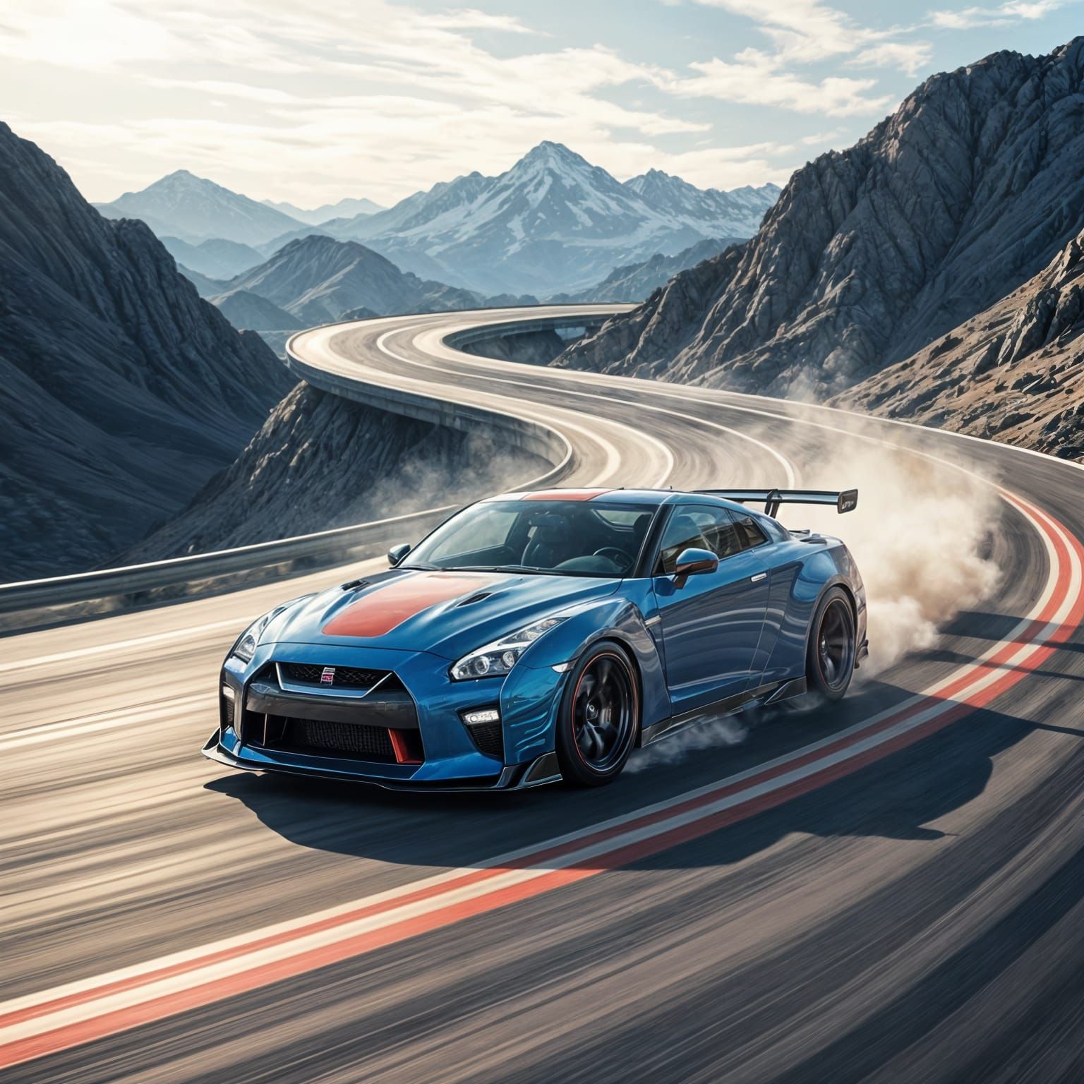 Futuristic Nissan GT-R Drifting on Saturn Rings