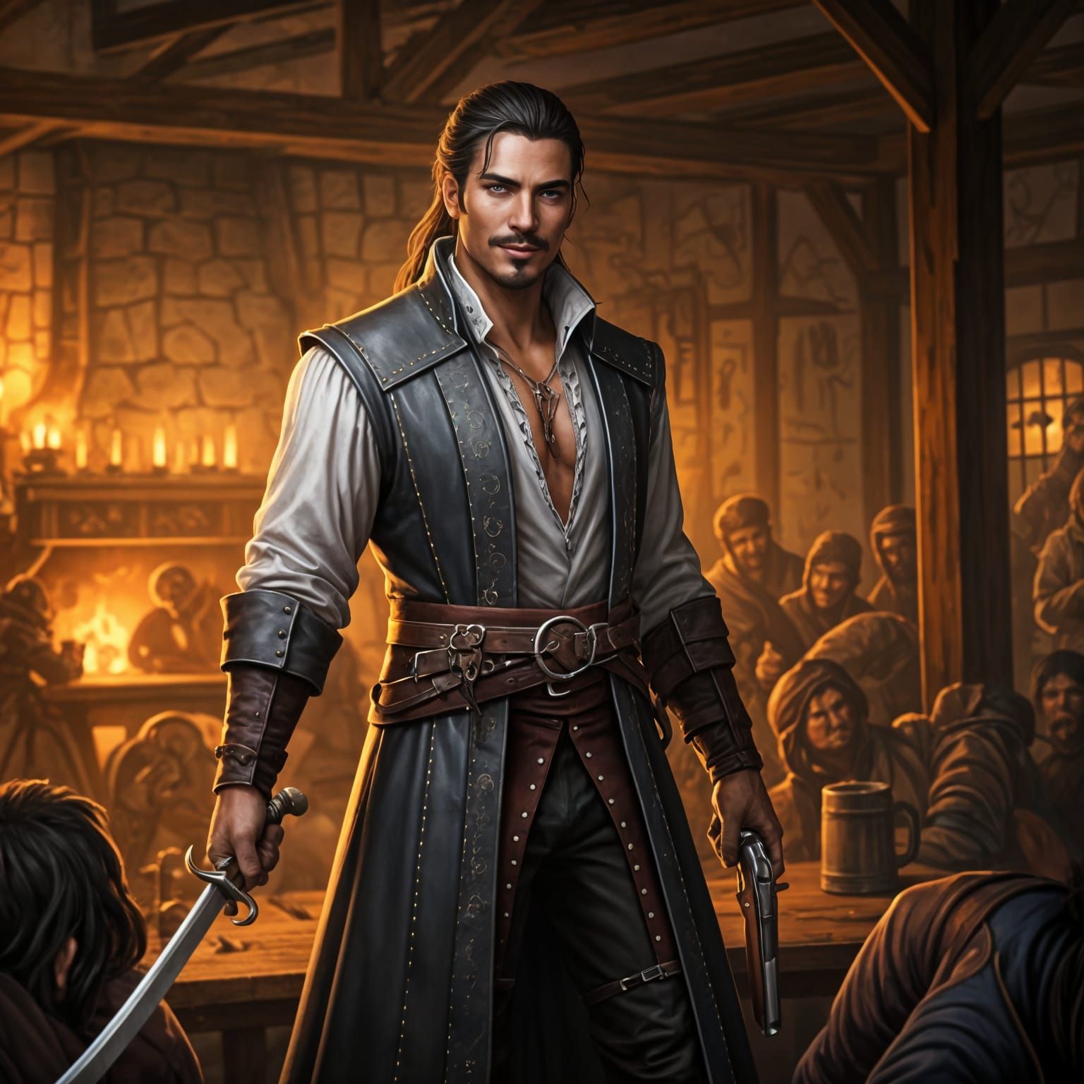 Medieval Fantasy Swashbuckler in Tavern Brawl
