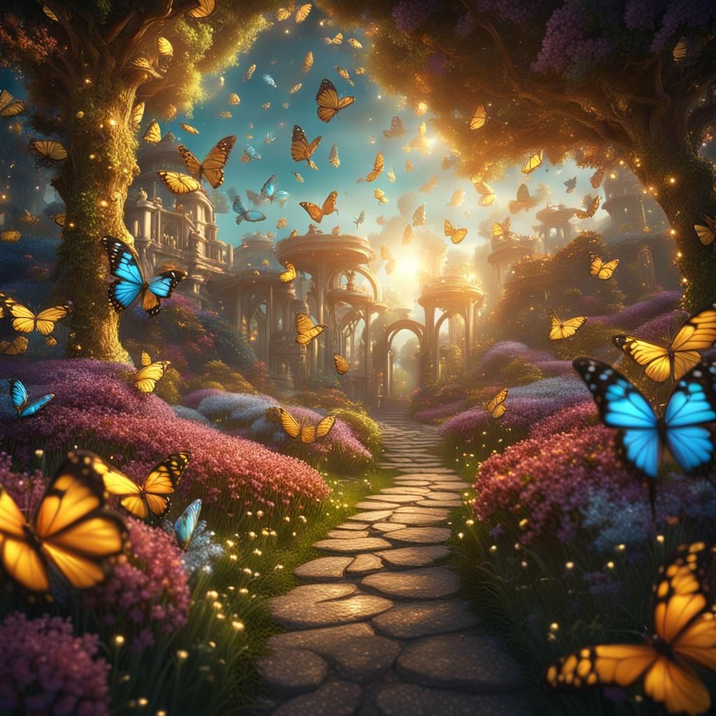 Golden Glitter Whirlwind in Butterfly Garden