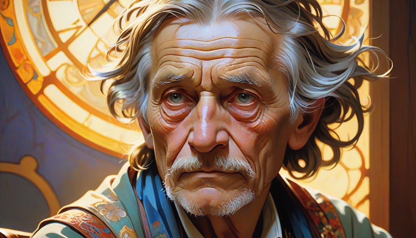 Elderly Person Portrait in Oil Painting Style