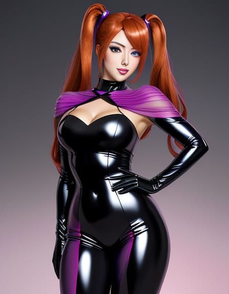 Confident Bunny Girl in Retro Latex Suit