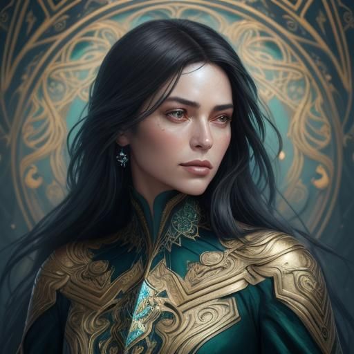 Confident Portrait in Art Nouveau Style