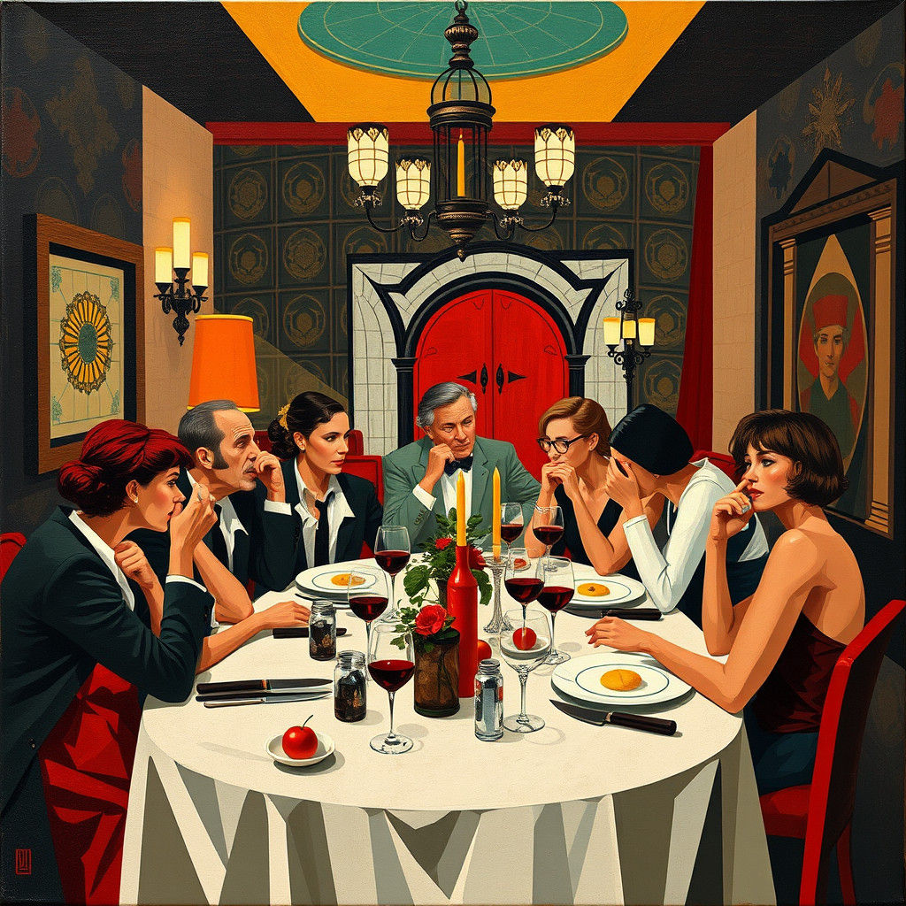 Cubist Dinner Party in Art Deco Style
