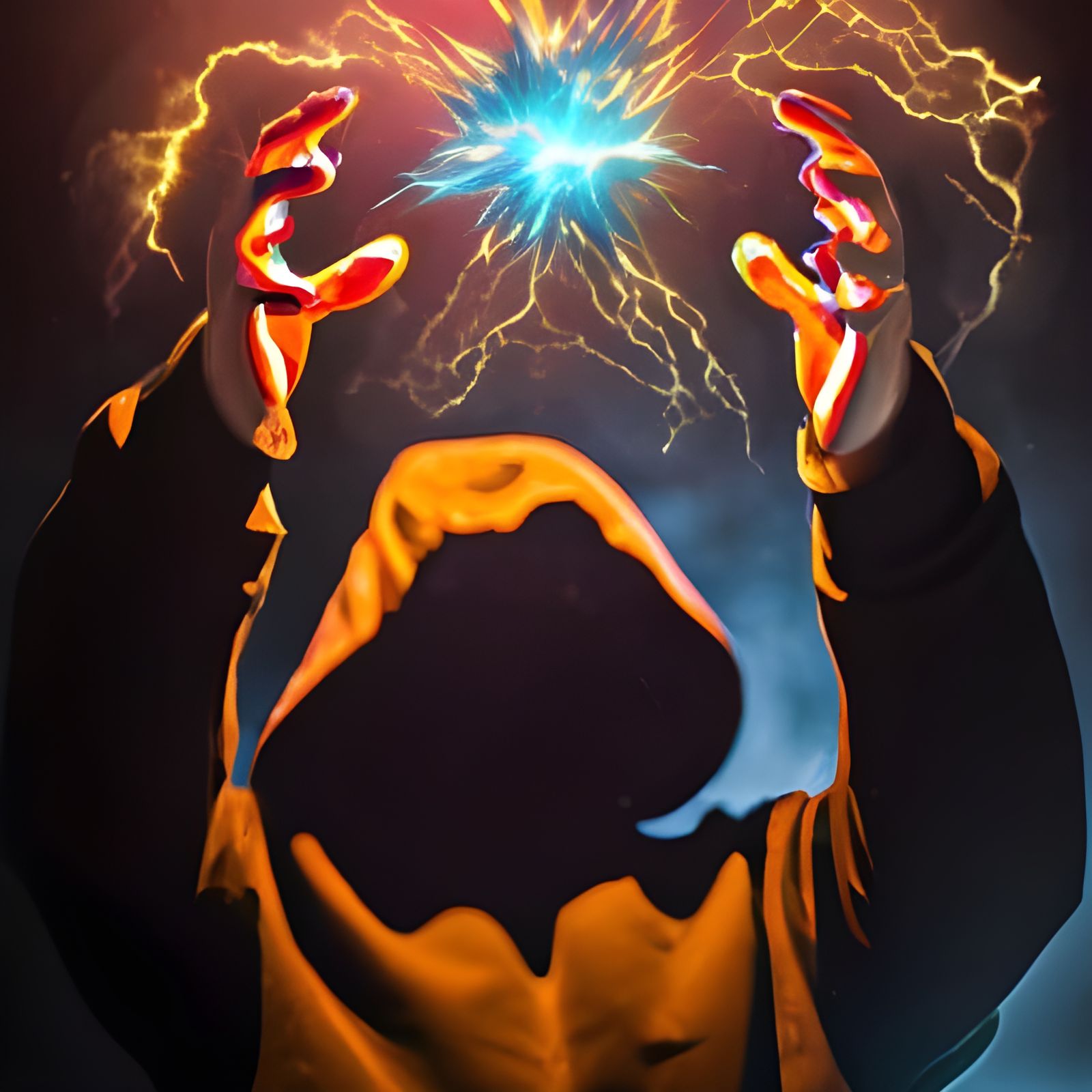 Radiant Golden Electricity Bursts in Hyperrealistic Style