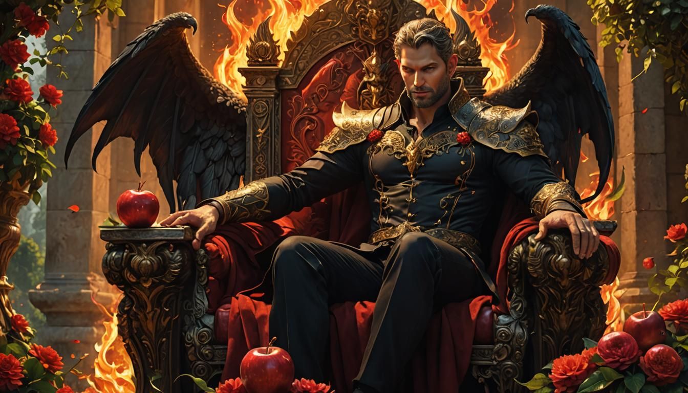 Lucifer Offers the Apple: Vivid Digital Art