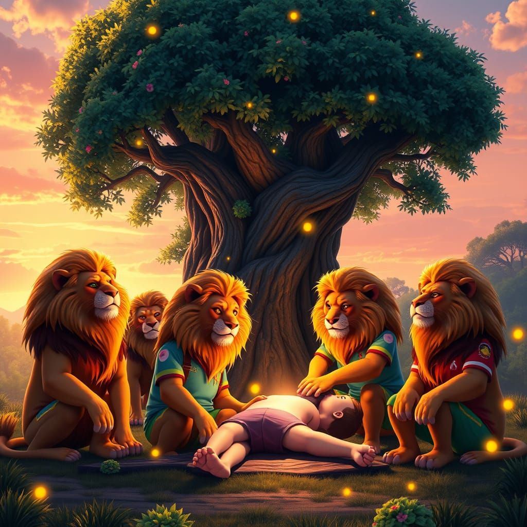 Vibrant Lions Teach CPR at Whimsical Summer Camp