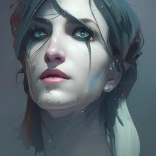 Gothic Disappointment: Hyperdetailed Portrait in Art Nouveau...