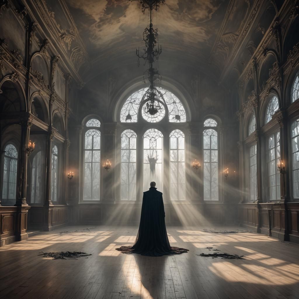 Transparent Vampires Dancing in Candlelit Ballroom