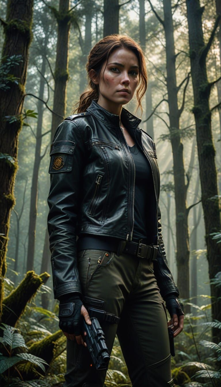 Cyberpunk Warrior Emerges from the Mist