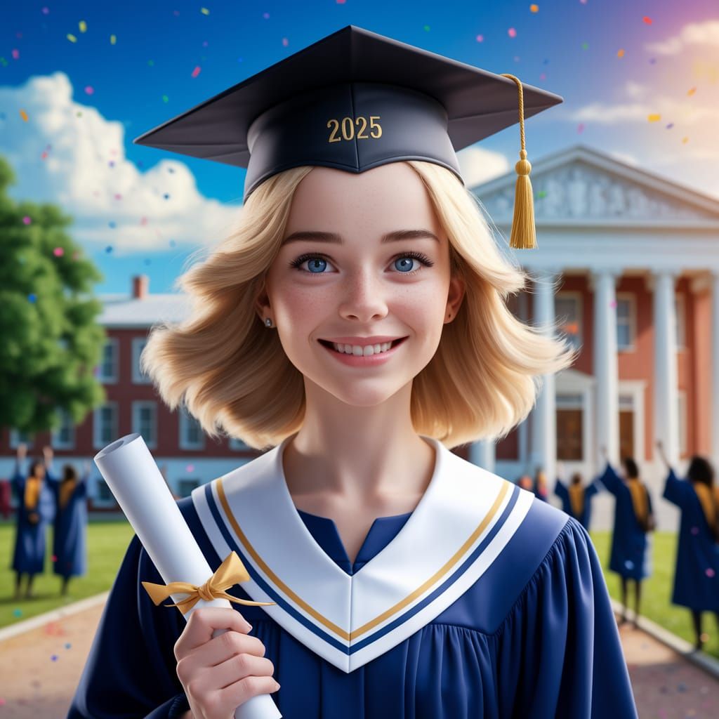 Radiant Blonde Graduate Celebrates in 2025