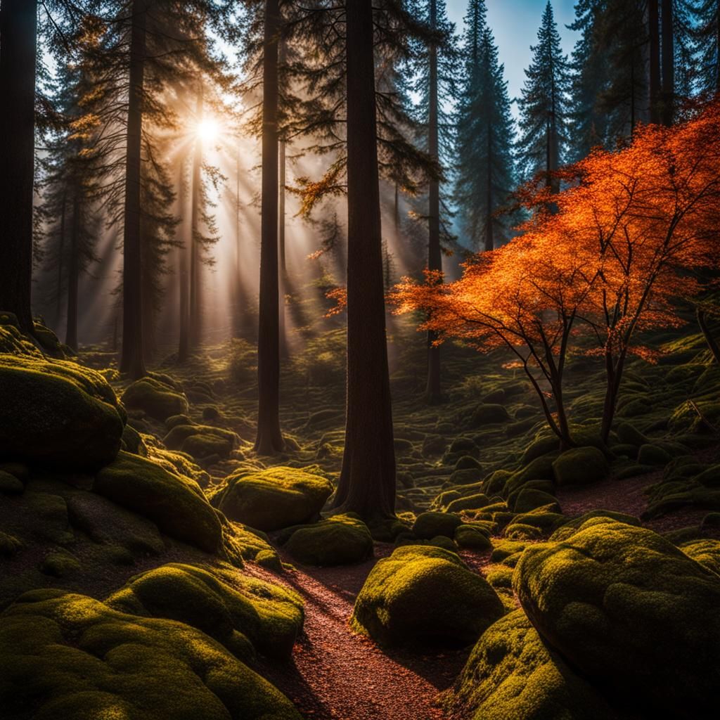 Enchanted Forest: Glowing Trees in Natural Light