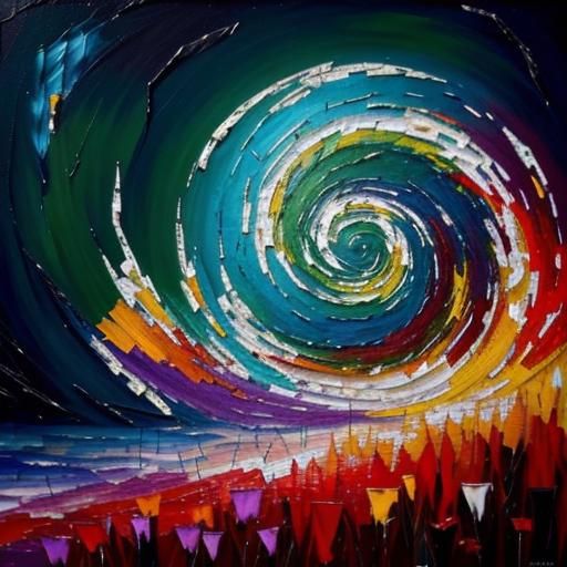 Colorful Mosaic Patchwork in Expressionist Oil Painting