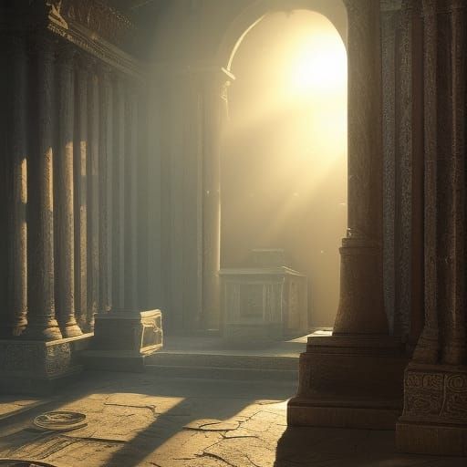Sunlight Bathes a Crypt: Digital Matte Painting