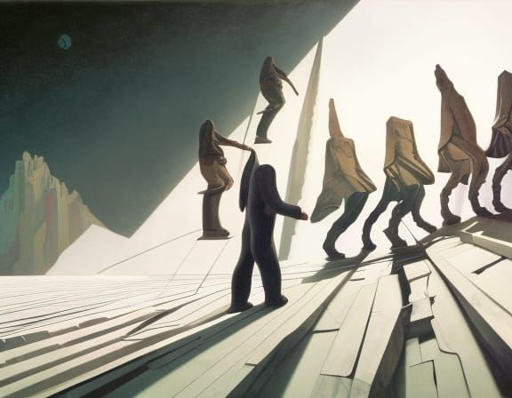 Artificer's Perilous Climb: A Surrealist Portrait