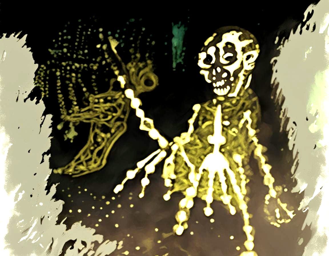 Chrome Skeleton Figure in Dark Zombie Box