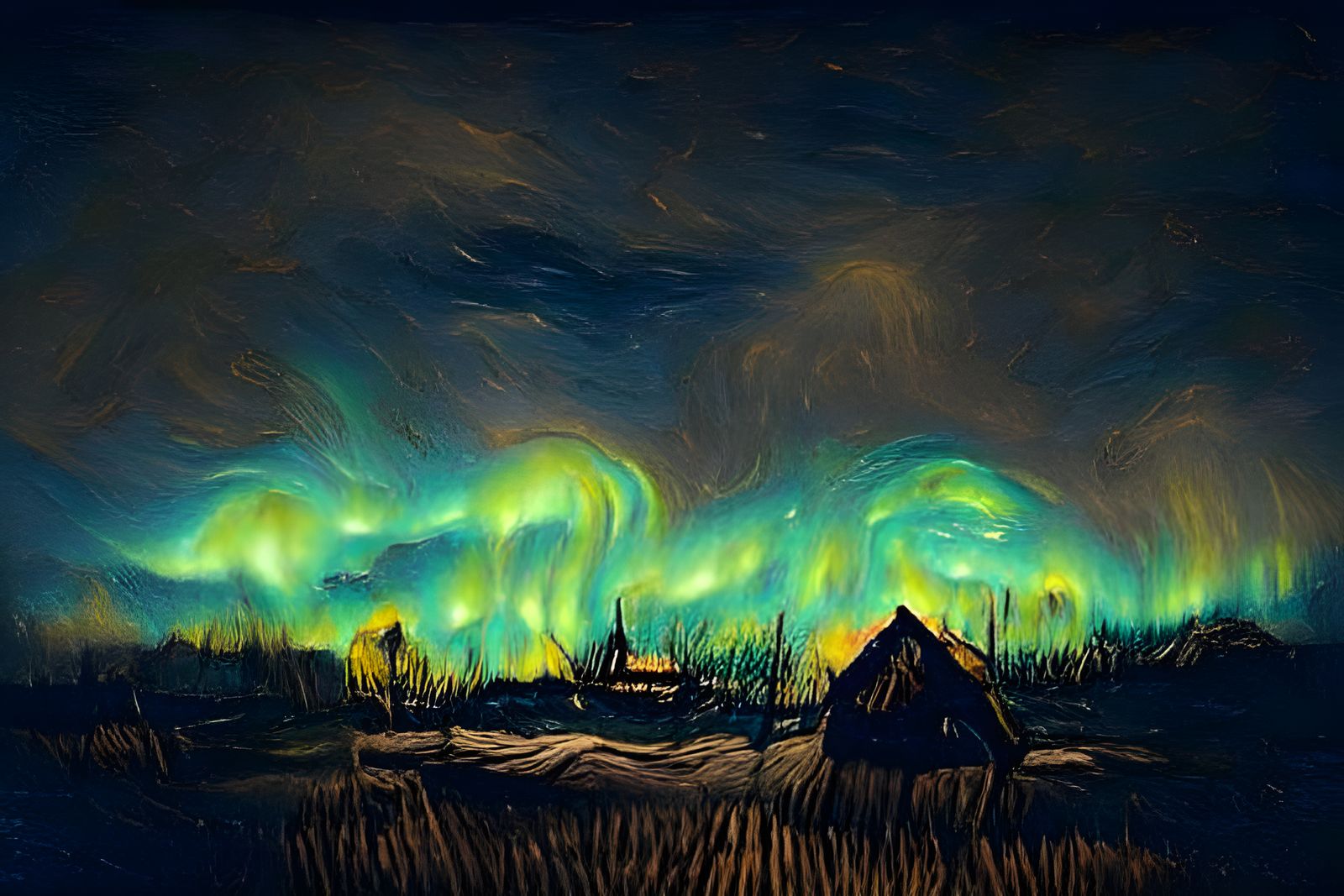 Aurora Borealis as Van Gogh Painting