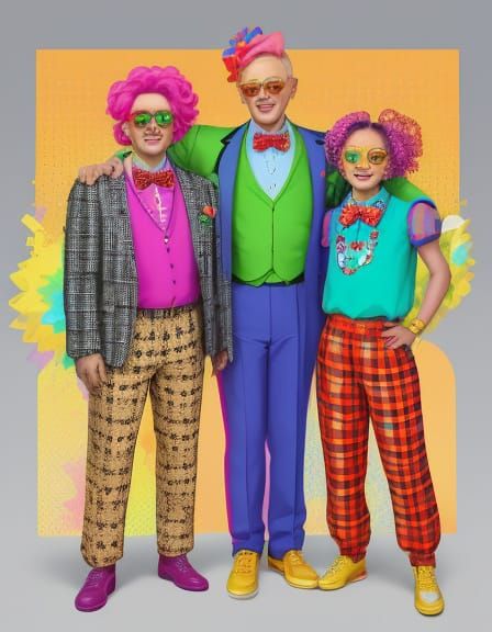 Clashing Family Outfits in Pop Art Style
