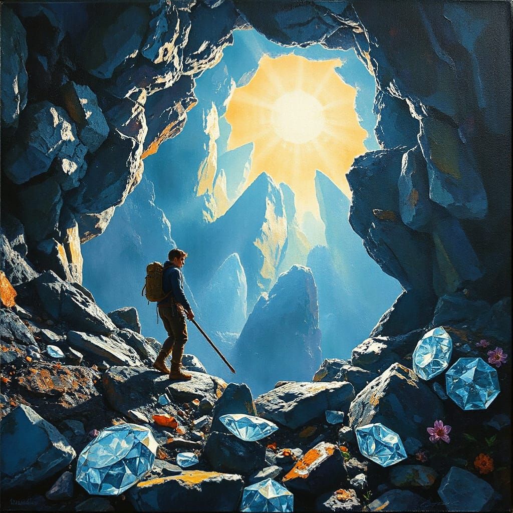 Nathan Drake Discovers Diamond Cave: Neo-Impressionism
