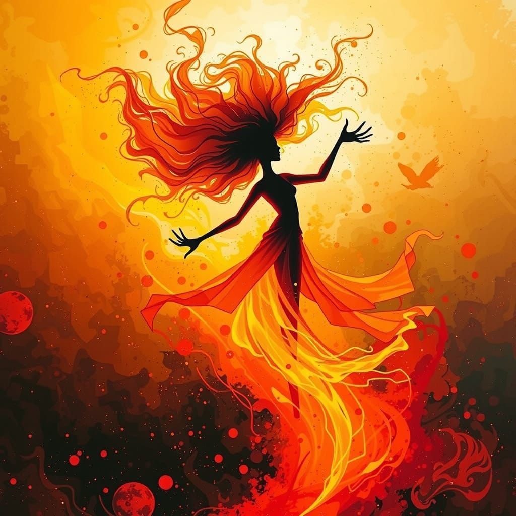 Dancing in Flames: A Futuristic Neon Dream