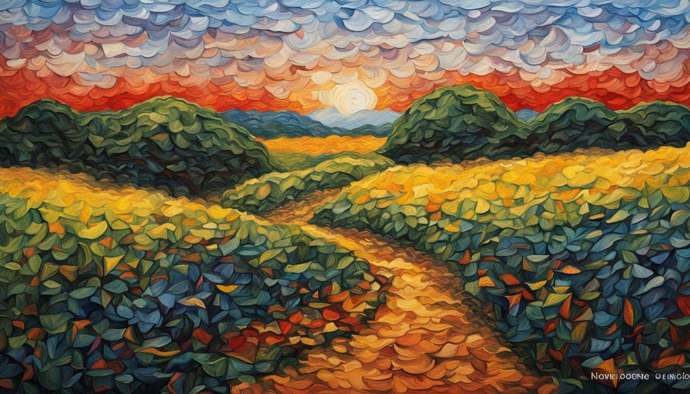 Exhausted Woman Kneels in Dusty Rural Landscape