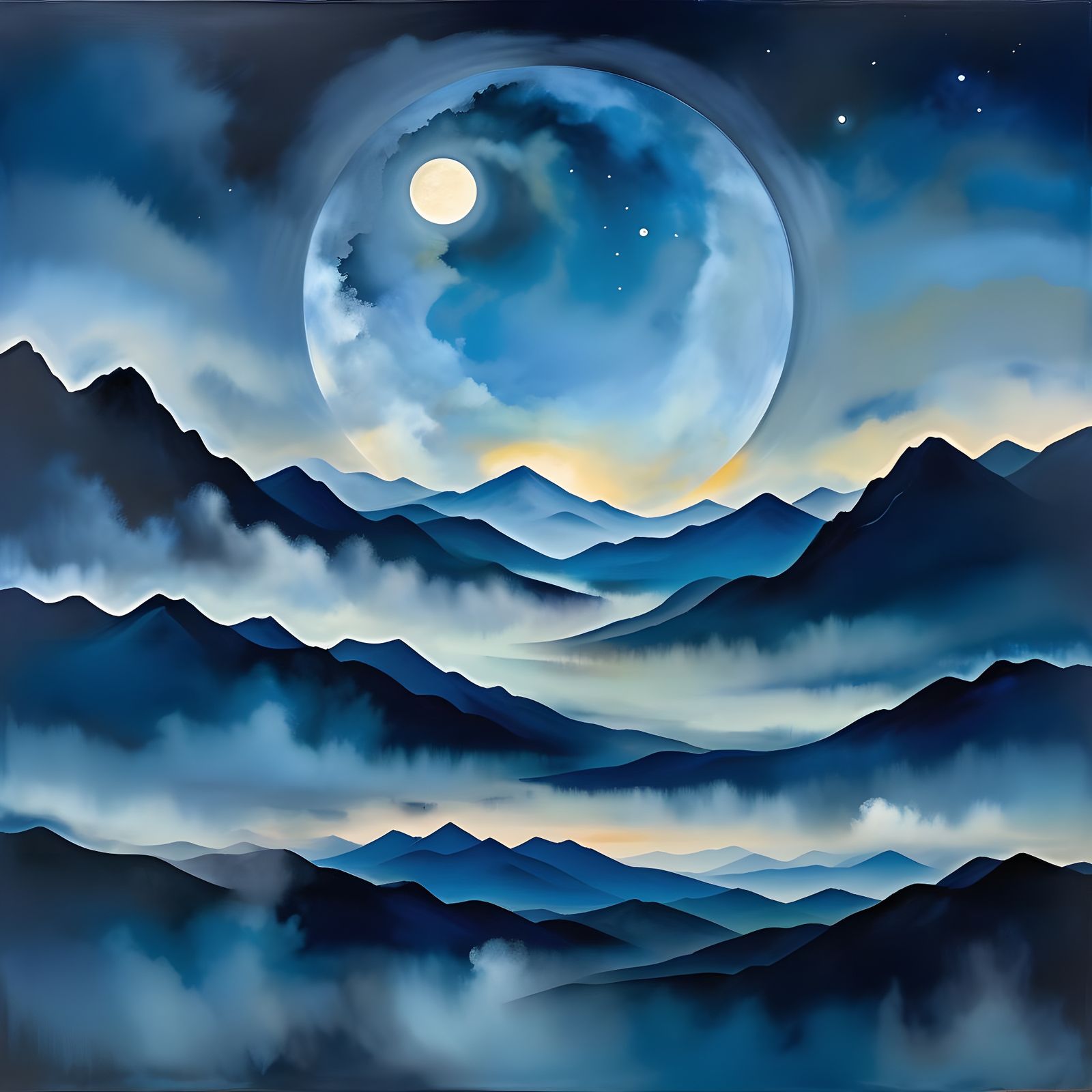 Dreamlike Moon Phases Shimmering in Night Sky