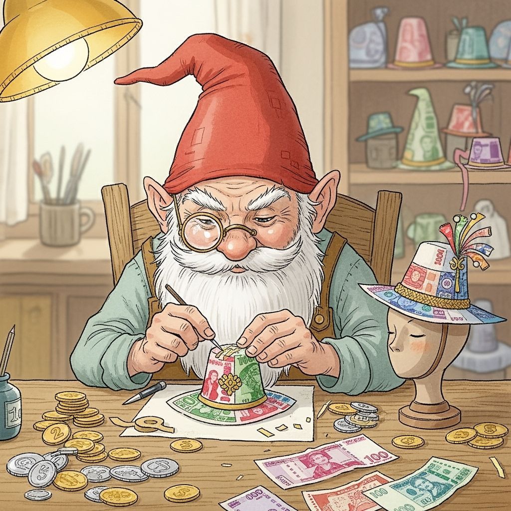Mischievous Gnome Crafts Hat from Foreign Currency