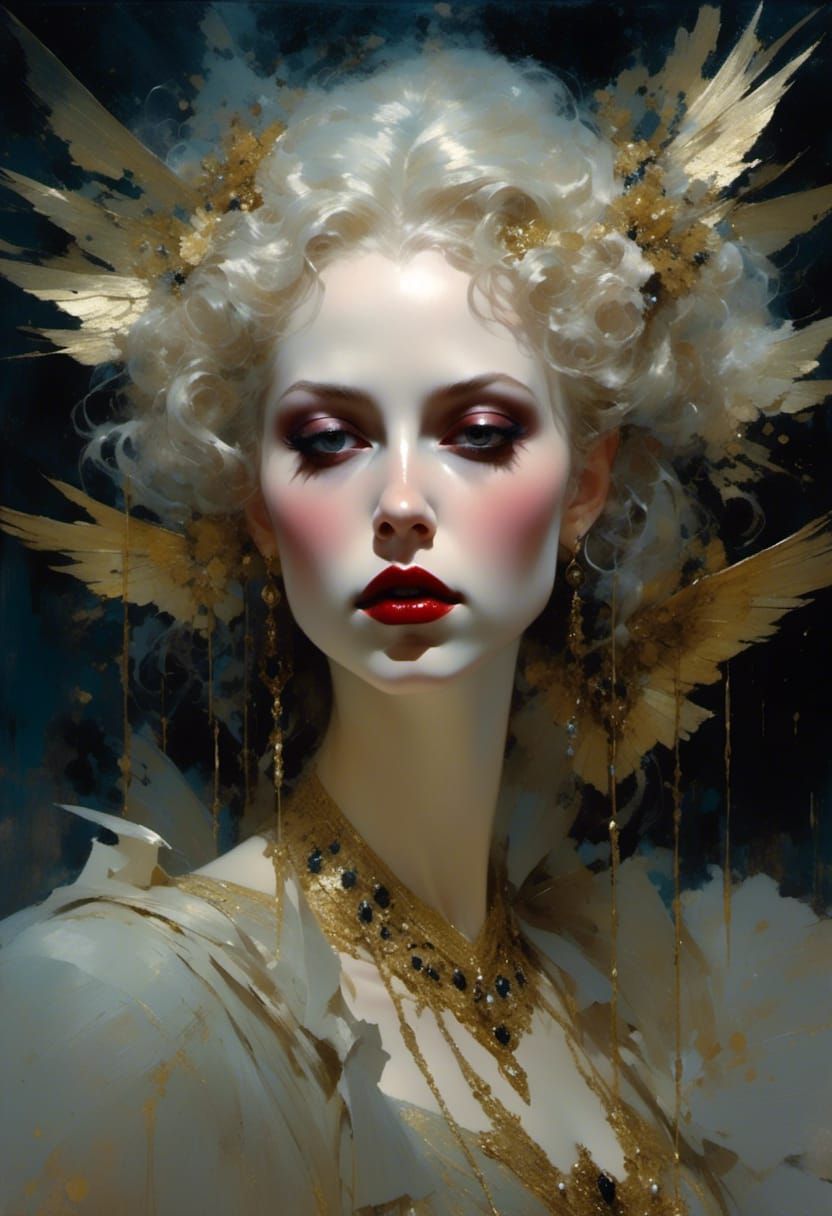 Dark Vampire Queen Portrait in Oil