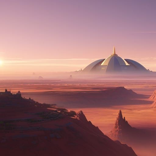 Optimistic Mars Colony Concept Art