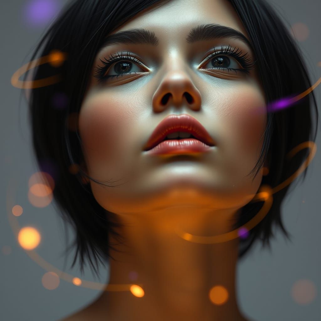 Ethereal Goddess Radiates Golden Light in Dreamlike Beauty