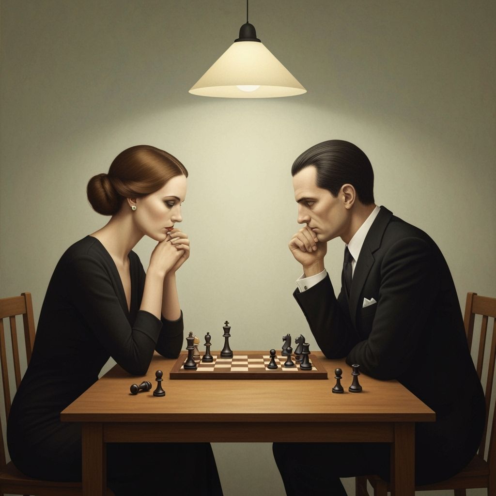 Death and Life Play Chess with Surrealist Precision